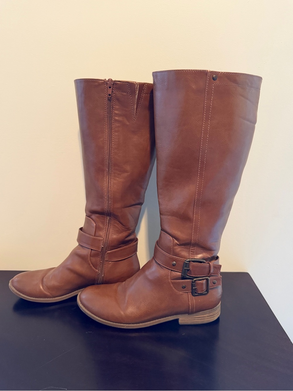 Bass Tall Riding-Style Boot in Cognac Brown